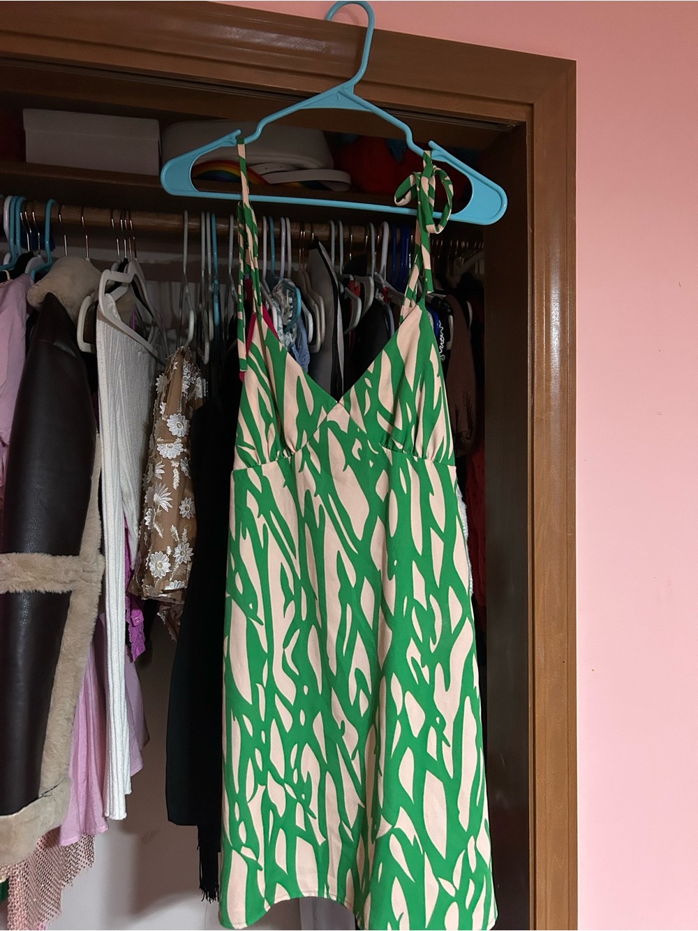 Pink and Green Mini Dress